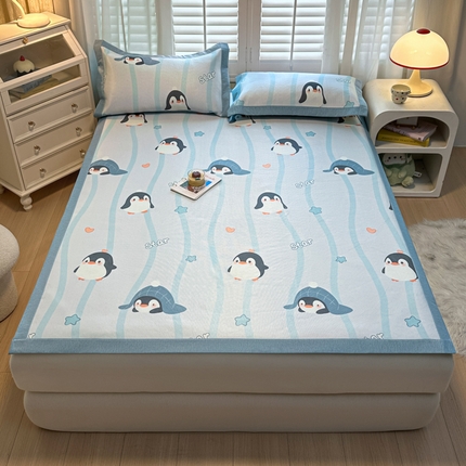 91家纺网 家纺一手货源 找家纺 （总）席佬大 2025新款高克重卡通数码印花冰藤席床席床笠款