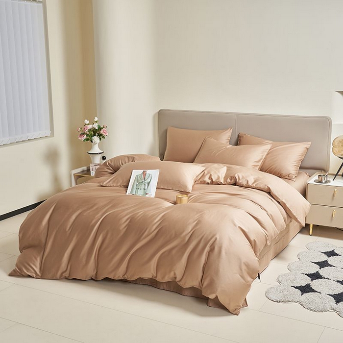 91家纺网 家纺一手货源 找家纺 暖芯家纺 2025新款60S黑标全棉四件套 香槟驼