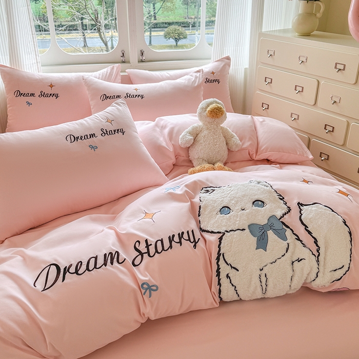 91家纺网 家纺一手货源 找家纺 （总）凯美 2025新款超柔水洗棉卡通贴布绣四件套