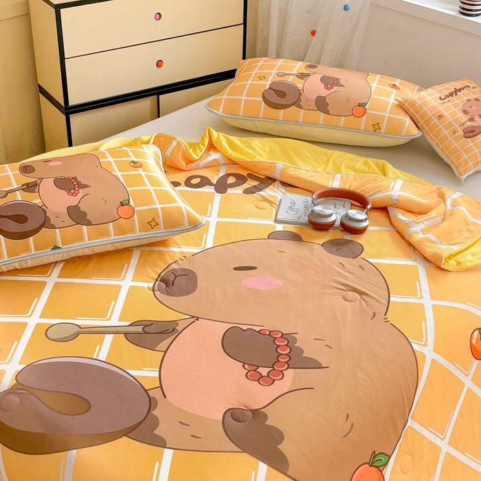 91家纺网 家纺一手货源 找家纺 ds生活馆 2025新款A类大版卡通凉感丝夏被 木鱼巴拉