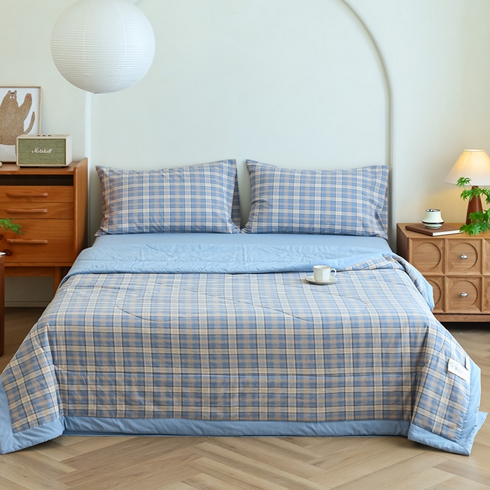 91家纺网 家纺一手货源 找家纺 雯雨家纺 2025新款A类无印风里外全棉纯棉水洗棉新疆棉花夏被夏凉被空调被 巴洛咖