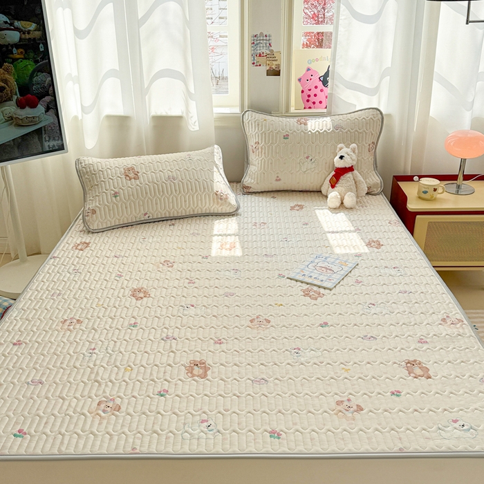 91家纺网 家纺一手货源 找家纺 慕尚家纺 2025新款小清新凉感丝乳胶席 哈哈俱乐部