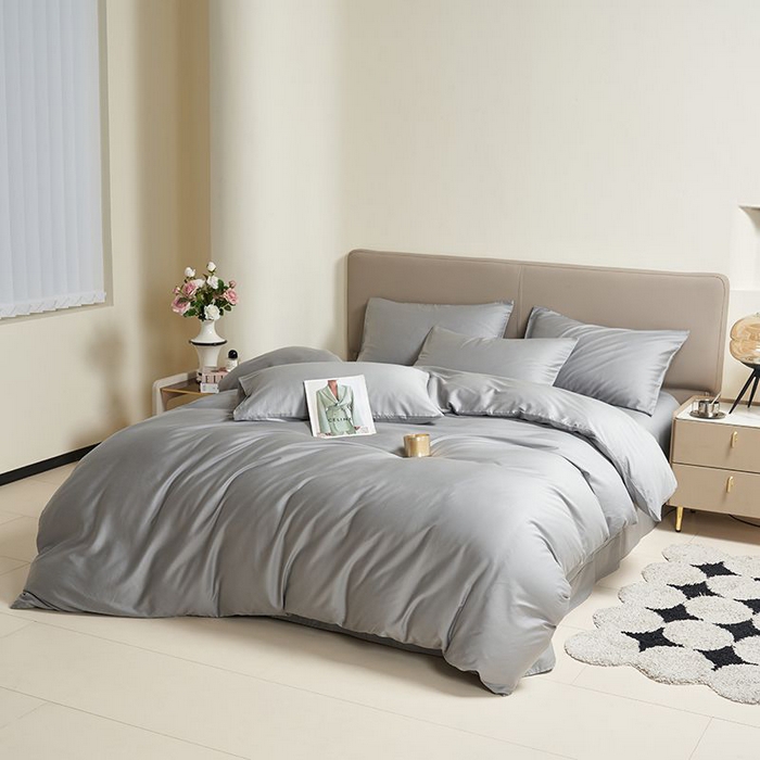 91家纺网 家纺一手货源 找家纺 暖芯家纺 2025新款60S黑标全棉四件套 星辰灰