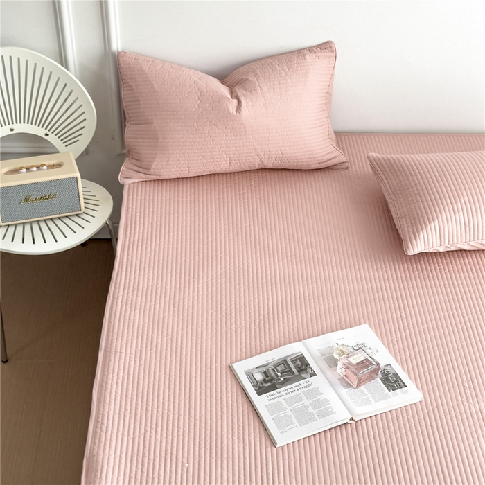 91家纺网 家纺一手货源 找家纺 法芙娜家纺 2025新款全棉40S水洗棉床垫 粉色