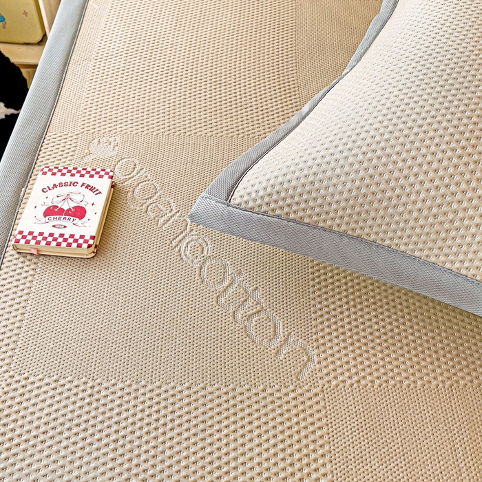 91家纺网 家纺一手货源 找家纺 富馨莱 2025新款A类480克PE凉感凉豆豆凉席三件套和单件学生款 绅士咖