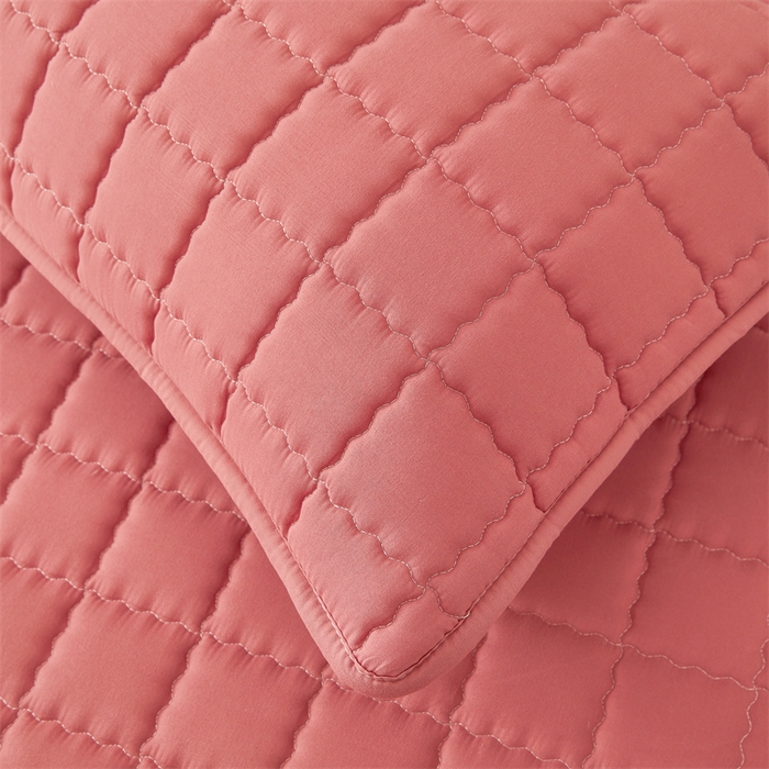 91家纺网 家纺一手货源 找家纺 欧邦 2025新款水洗原棉六面全包夹棉床笠 珠玉粉