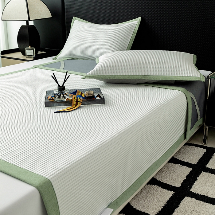 91家纺网 家纺一手货源 找家纺 安哆啦家纺 2025新款480克高端PE冰豆豆软凉席 华夫格-温柔白