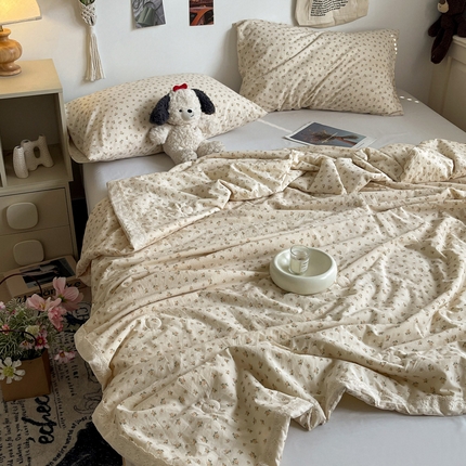 91家纺网 家纺一手货源 找家纺 耀悦家纺 2025新款A类纯棉棉纱夏被60支大豆纤维夏凉被双层纱 六月