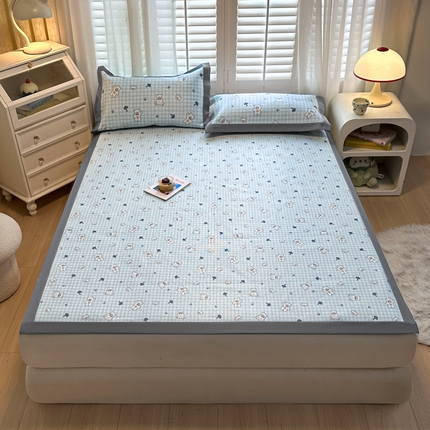 席佬大 2025新款高克重卡通数码印花冰藤席床席床笠款 baby熊-床笠款