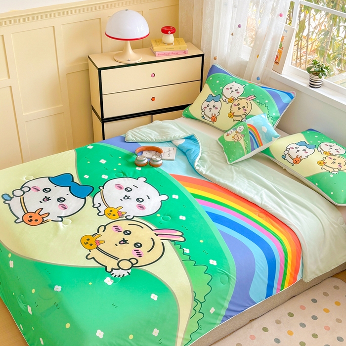 91家纺网 家纺一手货源 找家纺 ds生活馆 2026新款A类大版卡通凉感丝夏被 春游小兔