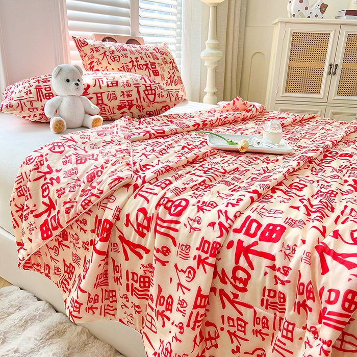 91家纺网 家纺一手货源 找家纺 好梦来家纺（原锦茂家纺） 2025新款印花凉感丝抗菌夏被 百福