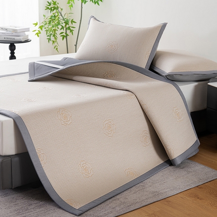 鑫姿 2025新款A类凉感冰豆豆凉席山茶花系列 山茶花床席款 卡其