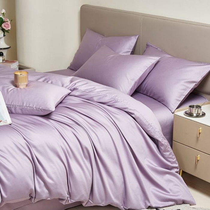 91家纺网 家纺一手货源 找家纺 暖芯家纺 2025新款60S黑标全棉四件套 木槿紫