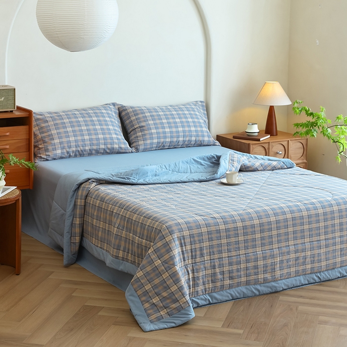 91家纺网 家纺一手货源 找家纺 雯雨家纺 2025新款A类无印风里外全棉纯棉水洗棉新疆棉花夏被夏凉被空调被 巴洛咖