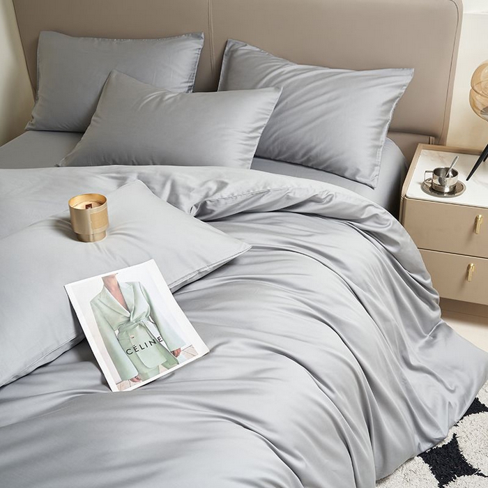 91家纺网 家纺一手货源 找家纺 暖芯家纺 2025新款60S黑标全棉四件套 星辰灰