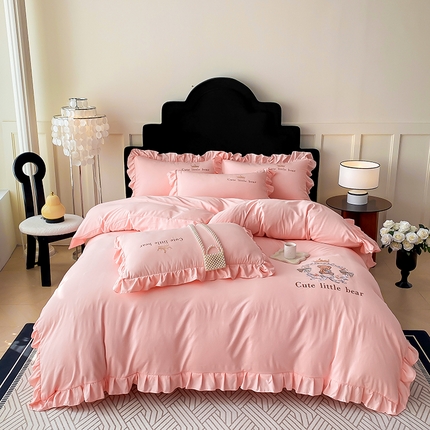 91家纺网 家纺一手货源 找家纺 （总）帝菲妮 2025新款法式韩版高克重超柔水洗棉针织棉糯小棉刺绣四件套