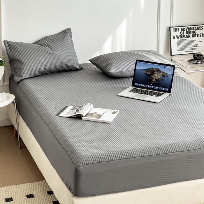 91家纺网 家纺一手货源 找家纺 法芙娜家纺 2025新款全棉40S水洗棉床笠 深灰