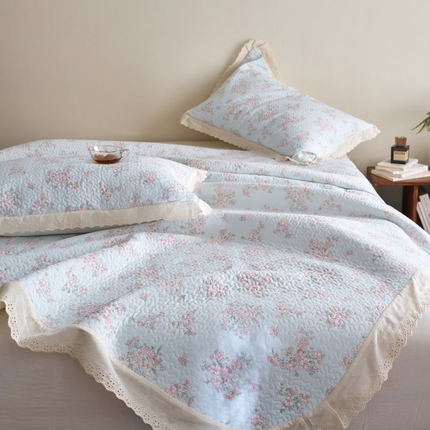 漫仙阁家纺 2025新款热卖法式花边款加厚床盖床盖三件套 兰亭序