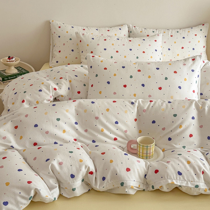 91家纺网 家纺一手货源 找家纺 塞纳 2026新款.全棉有氧双层纱四件套-场景一 心心相印