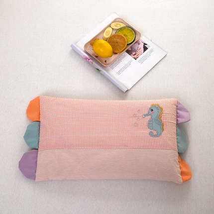 九州枕芯2025新款全棉卡通刺绣儿童荞麦枕 枕头枕芯 小海马30*50cm/只