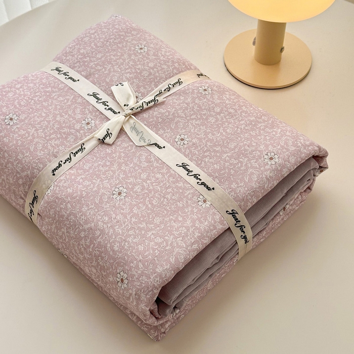 91家纺网 家纺一手货源 找家纺 塞纳 2026新款.全棉有氧双层纱四件套-场景一 流薇纱-红