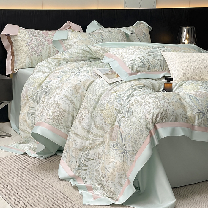 91家纺网 家纺一手货源 找家纺 （总 ）2025高端轻奢A类母婴级天丝棉全工艺刺绣四件套纯棉全棉高端春夏季丝滑裸睡床上用品 