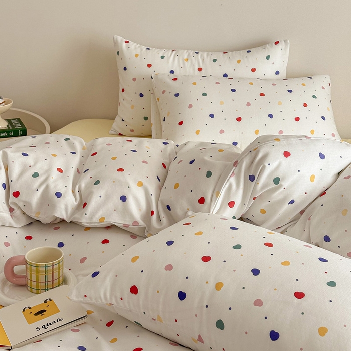 91家纺网 家纺一手货源 找家纺 塞纳 2026新款.全棉有氧双层纱四件套-场景一 心心相印