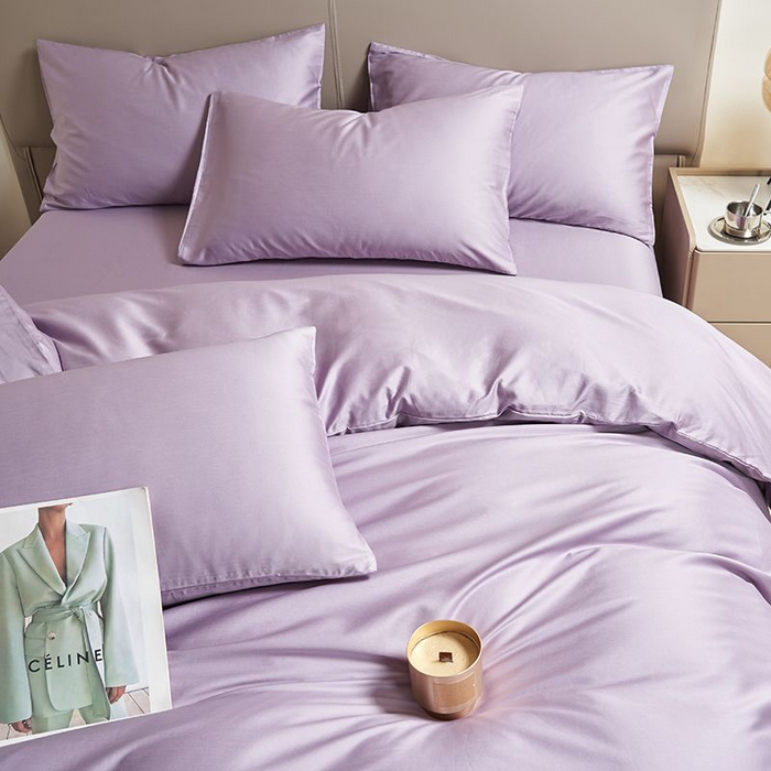 91家纺网 家纺一手货源 找家纺 暖芯家纺 2025新款60S黑标全棉四件套 木槿紫