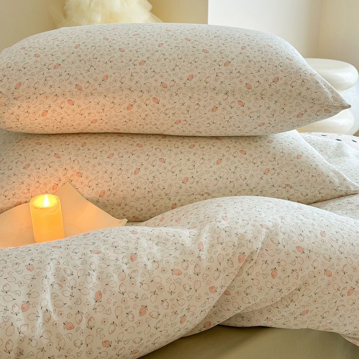 91家纺网 家纺一手货源 找家纺 塞纳 2026新款.全棉有氧双层纱四件套-场景一 柠语-绿