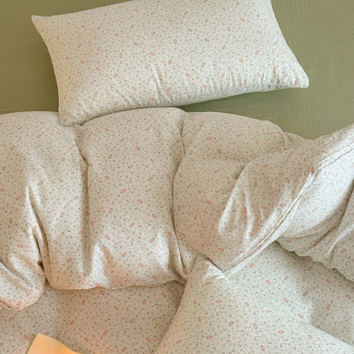 91家纺网 家纺一手货源 找家纺 塞纳 2026新款.全棉有氧双层纱四件套-场景一 柠语-绿