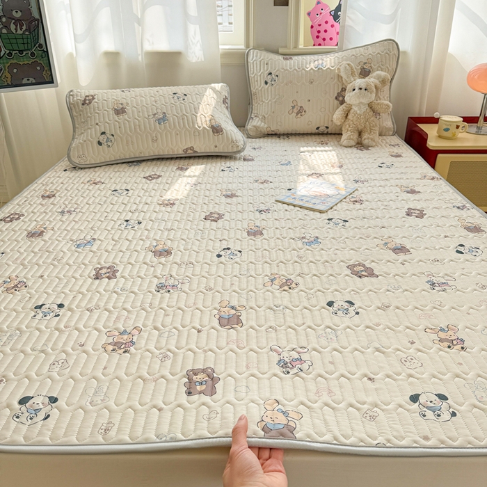 91家纺网 家纺一手货源 找家纺 慕尚家纺 2025新款小清新凉感丝乳胶席 吖咪兔