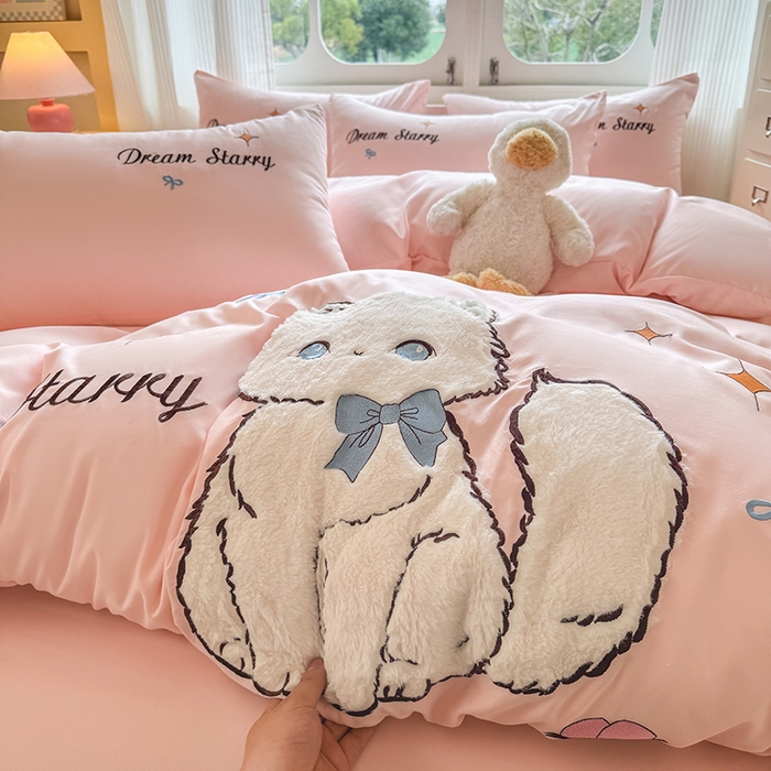 91家纺网 家纺一手货源 找家纺 （总）凯美 2025新款超柔水洗棉卡通贴布绣四件套