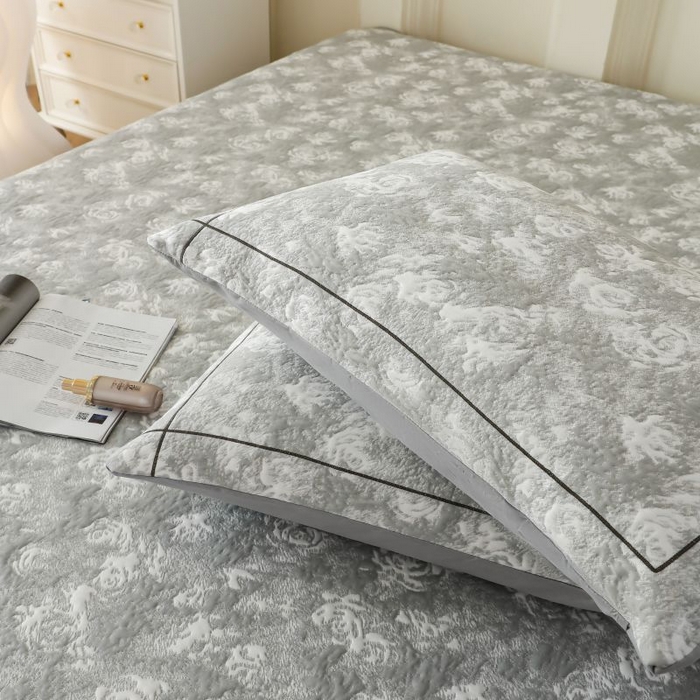 91家纺网 家纺一手货源 找家纺 2025新款玫瑰亲肤冰丝席床裙 灰色