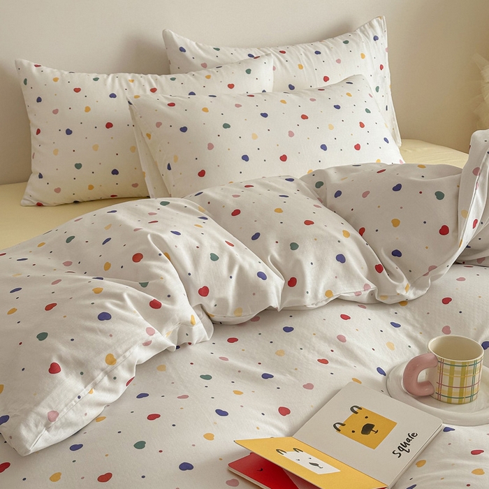 91家纺网 家纺一手货源 找家纺 塞纳 2026新款.全棉有氧双层纱四件套-场景一 心心相印