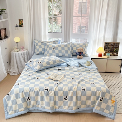 91家纺网 家纺一手货源 找家纺 （总）一加一 2025新款A棉B水洗棉大豆夏被四件套