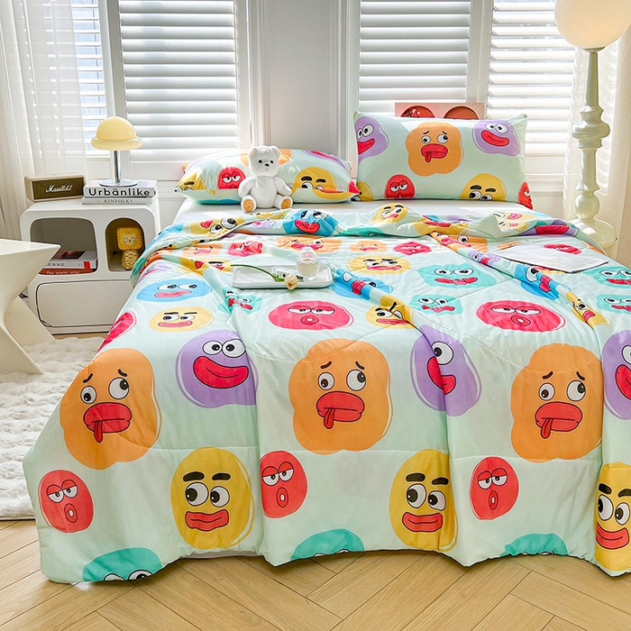 91家纺网 家纺一手货源 找家纺 好梦来家纺（原锦茂家纺） 2025新款印花凉感丝抗菌夏被 缤纷涂鸦