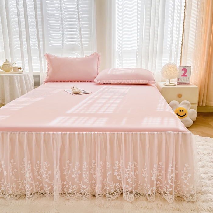 91家纺网 家纺一手货源 找家纺 （总）LIFE.丽芙 2025春夏新款独家研发太空层凉感软席双层蕾丝边冰丝凉席床裙款