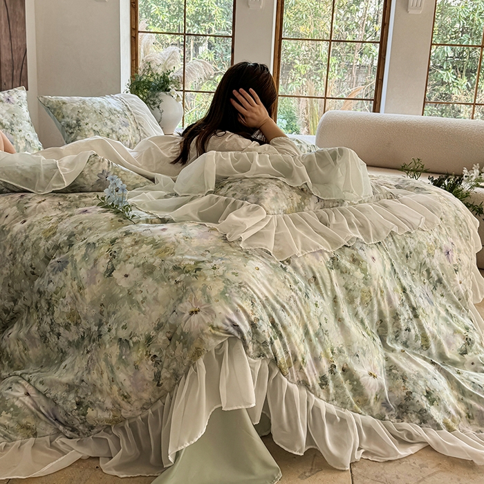 91家纺网 家纺一手货源 找家纺 （总）艾米家居 2025春夏新品A类法式花边天丝棉冰丝四件套