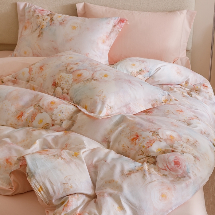 91家纺网 家纺一手货源 找家纺 2025新款全棉纯棉【如梦令】红金裸盖棉四件套【标准号全网控价（折后券后）不低于199元】 茉白予香