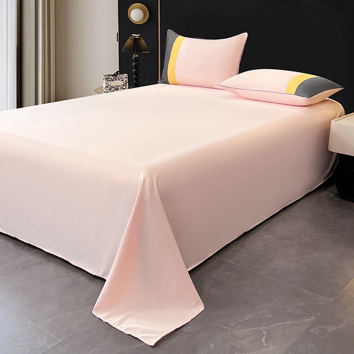 91家纺网 家纺一手货源 找家纺 梦舒羽 2025新款清凉舒适水洗冰丝双拼亮钻夏被四件套 双拼亮钻优雅粉