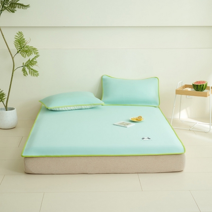 91家纺网 家纺一手货源 找家纺 2025新款可爱熊猫冻冻凉感席3D空气感凉席-终版_9665 熊猫冻感席-盛夏冰蓝