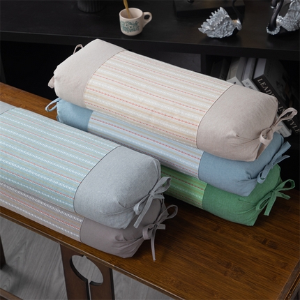 （总）仁宇枕业 2025新款新品全棉色织提花水洗棉条纹四角绑带护颈全荞麦壳枕头枕芯