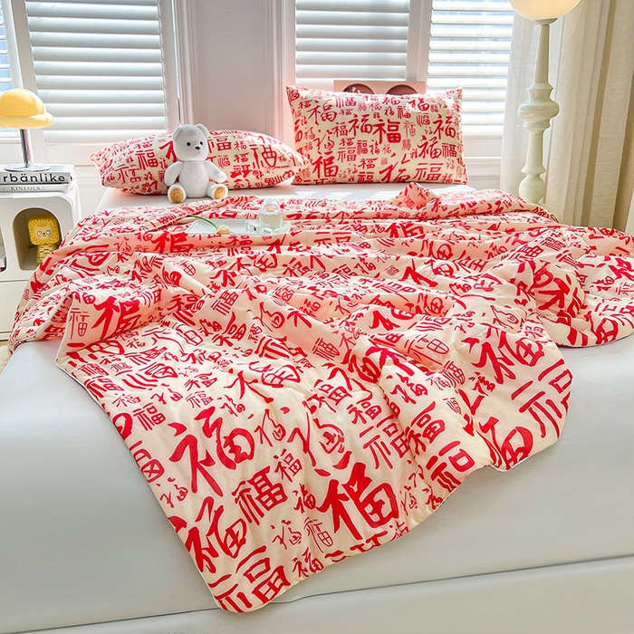 91家纺网 家纺一手货源 找家纺 好梦来家纺（原锦茂家纺） 2025新款印花凉感丝抗菌夏被 百福