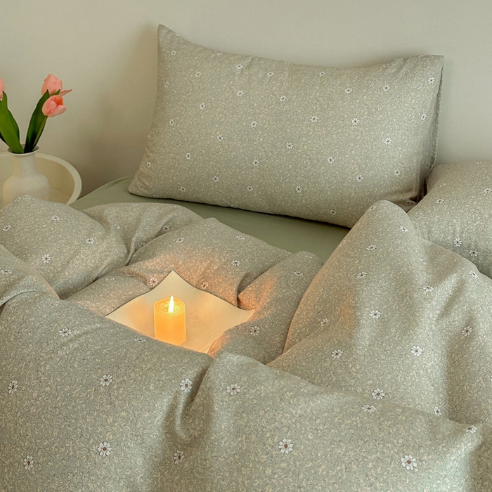 91家纺网 家纺一手货源 找家纺 塞纳 2026新款.全棉有氧双层纱四件套-场景一 流薇纱-绿