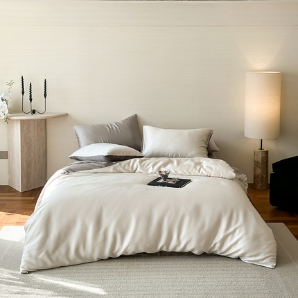 启航家居 2025新款60s纯色兰精天丝四件套 乳蛋白-冷岩灰