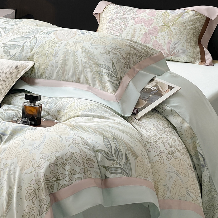 91家纺网 家纺一手货源 找家纺 （总 ）2025高端轻奢A类母婴级天丝棉全工艺刺绣四件套纯棉全棉高端春夏季丝滑裸睡床上用品 