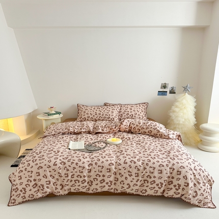 2025新款春夏新品工艺款全棉双层纱贝壳边四件套 星野