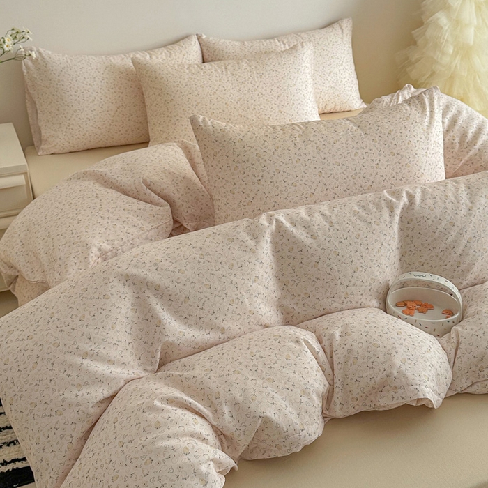 91家纺网 家纺一手货源 找家纺 塞纳 2026新款.全棉有氧双层纱四件套-场景一 柠语-桔