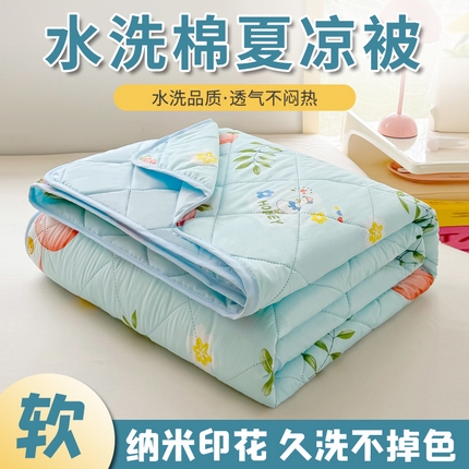 憨豆家纺 2025新款纳米印花超声波夏被简约可机洗空调被夏凉被礼品被直播跨境 盛夏果实