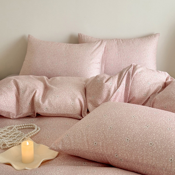 91家纺网 家纺一手货源 找家纺 塞纳 2026新款.全棉有氧双层纱四件套-场景一 流薇纱-红